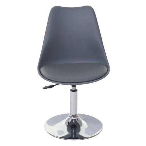 Chaise Pivotante Cuisine Salle à Manger Réglable En Hauteur Synthétique Gris Foncé Pied Chromé 04_