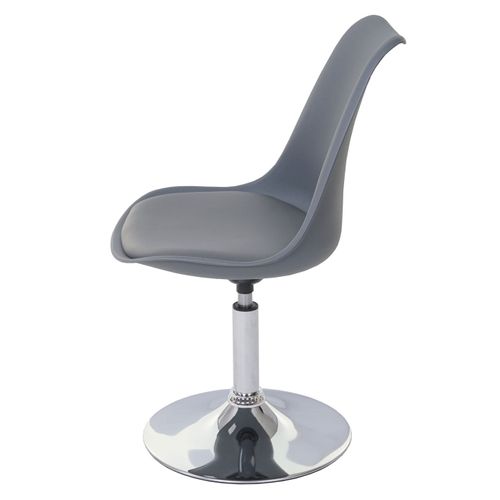 Chaise Pivotante Cuisine Salle à Manger Réglable En Hauteur Synthétique Gris Foncé Pied Chromé 04_
