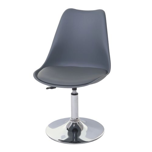 Chaise Pivotante Cuisine Salle à Manger Réglable En Hauteur Synthétique Gris Foncé Pied Chromé 04_