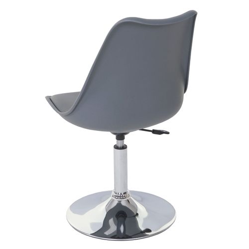 Chaise Pivotante Cuisine Salle à Manger Réglable En Hauteur Synthétique Gris Foncé Pied Chromé 04_
