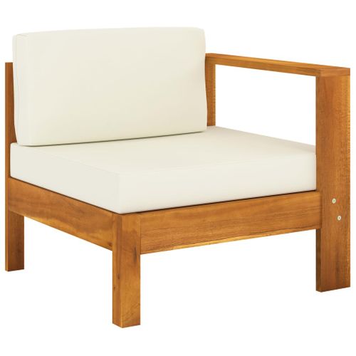 Salon De Jardin Meuble D'extérieur Ensemble De Mobilier 8 Pièces Avec Coussins Blanc Crème Bois