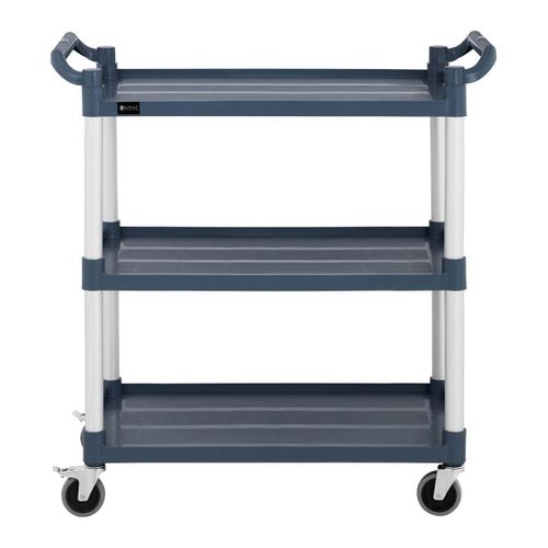 Chariot De Service Cuisine 3 Plateaux Roulettes - 150 Kg Gris Aluminium Et Plastique