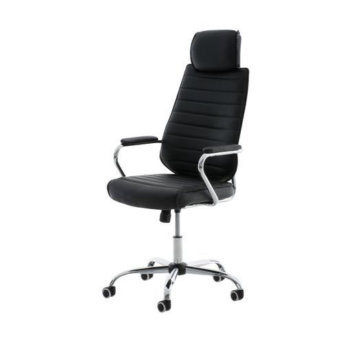 Fauteuil De Bureau à Roulettes En Synthétique Noir Hauteur Réglable Bur10001