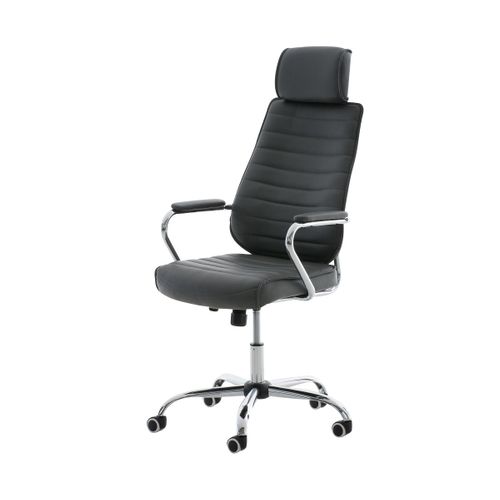 Fauteuil De Bureau à Roulettes En Synthétique Gris Hauteur Réglable Bur10006