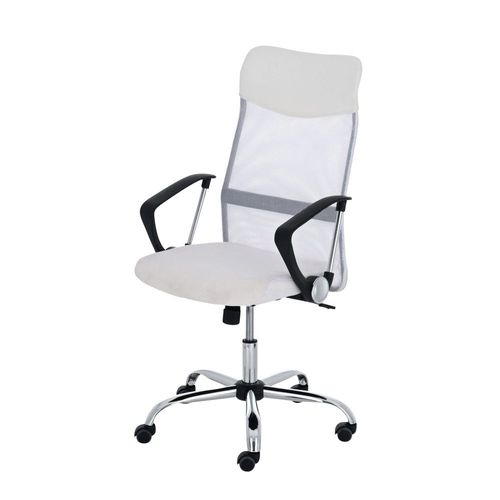 Fauteuil Chaise De Bureau En Maille Blanc Avec 5 Roulettes Bur10022
