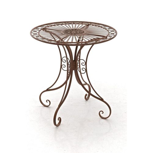 Table De Jardin En Fer Forgé Diamètre Ø 70 Cm Marron Vieilli Mdj10051