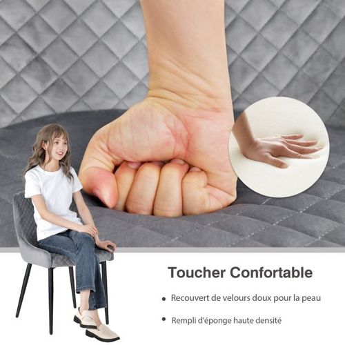 Lot De 2 Chaises De Salle à Manger Chaise D'appoint De Cuisine Rembourrée Avec Pieds En Métal