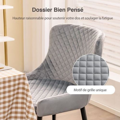 Lot De 2 Chaises De Salle à Manger Chaise D'appoint De Cuisine Rembourrée Avec Pieds En Métal