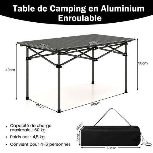 Table De Camping Pique-nique Pliante En Aluminium 95 X 55 X 50 Cm Table De Jardin Pliable