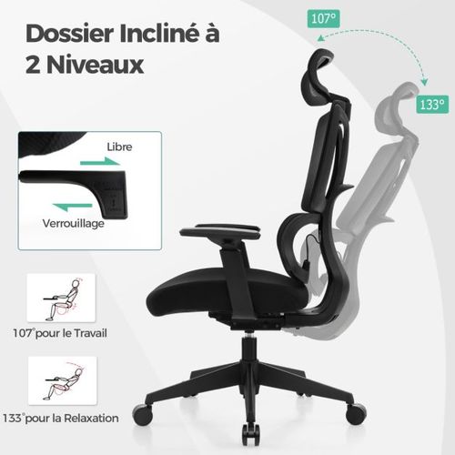 Chaise De Direction Chaise De Bureau Ergonomique Et Réglable En Hauteur Dossier En Ma