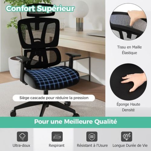 Chaise De Direction Chaise De Bureau Ergonomique Et Réglable En Hauteur Dossier En Ma