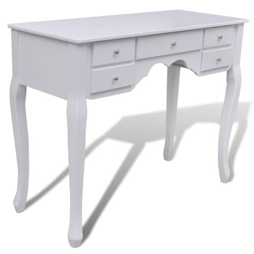 Coiffeuse 93 X 39 X 74,5 Cm Avec Miroir Et Tabouret 7 Tiroirs Blanc 02_0021269