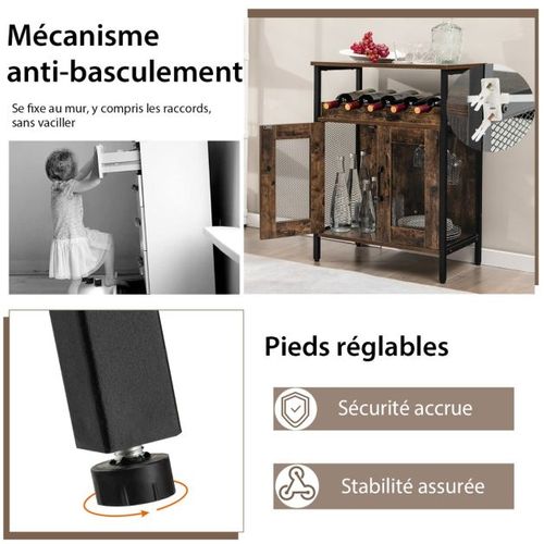 Buffet Industriel à 2 Portes En Treillis 60 X 34 X 79 Cm