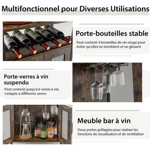 Buffet Industriel à 2 Portes En Treillis 60 X 34 X 79 Cm