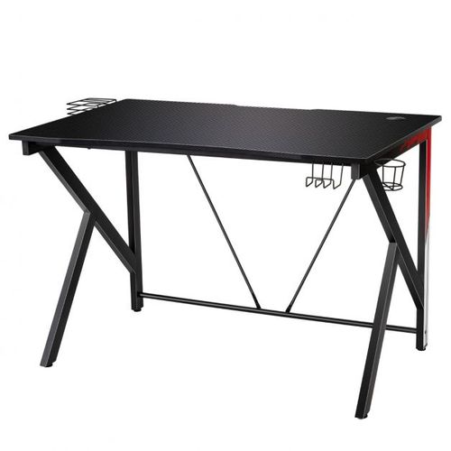 Bureau Gamer Bureau De Jeu  Avec Stockage Vidéo Porte-gobelet Et Crochet 115 X 73 X 76,5cm