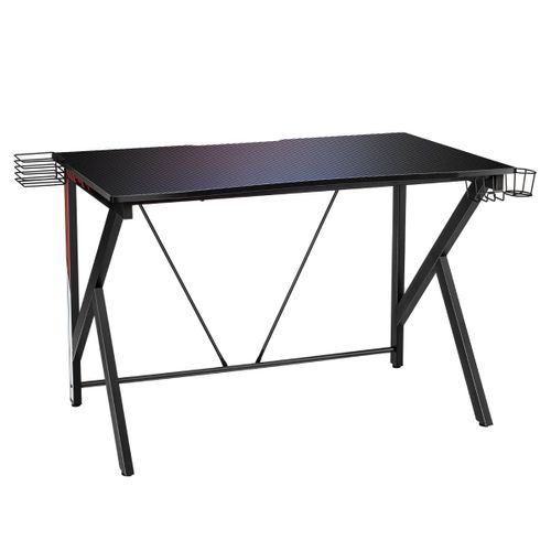 Bureau Gamer Bureau De Jeu  Avec Stockage Vidéo Porte-gobelet Et Crochet 115 X 73 X 76,5cm