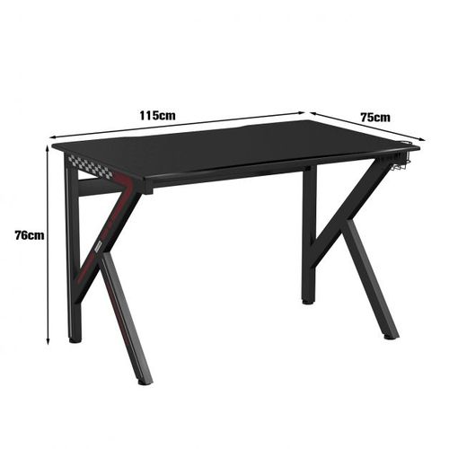 Bureau Gamer Table Informatique 115 X 75 X 76 Cm Avec Porte-gobelet Stable K Cadre En Acier