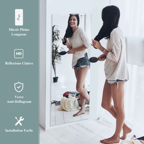 Miroir Mural Psyché Rectangulaire Sans Cadre 110 X 38 Cm Pleine Longueur Bord Biseaut