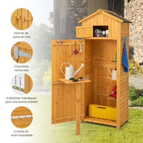 Armoire De Jardin En Bois Imperméable Avec Toit Abri De Jardin Avec Table Pliable