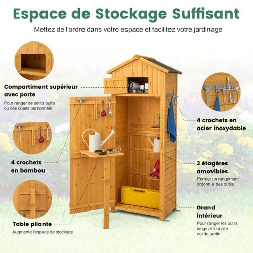 Armoire De Jardin En Bois Imperméable Avec Toit Abri De Jardin Avec Table Pliable