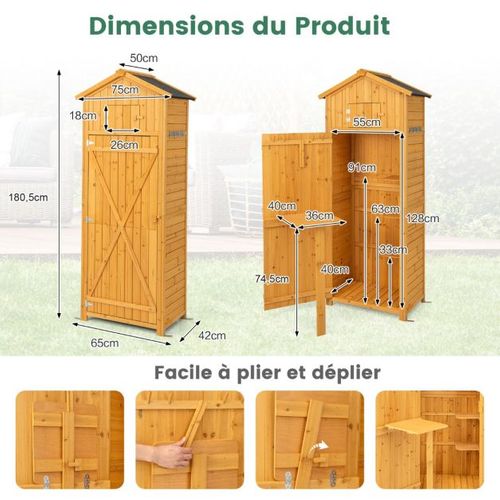Armoire De Jardin En Bois Imperméable Avec Toit Abri De Jardin Avec Table Pliable