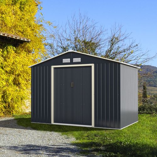 Abri De Jardin En Métal 5,29 ㎡ 277 X 191 X 202 Cm Avec 2 Portes Coulissantes