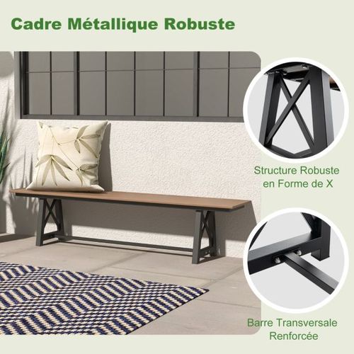 Banc De Jardin D'extérieur En Hdpe Pour 3 à 4 Personnes Cadre En Métal Banc De Patio