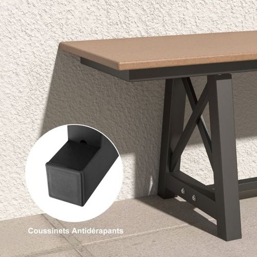 Banc De Jardin D'extérieur En Hdpe Pour 3 à 4 Personnes Cadre En Métal Banc De Patio