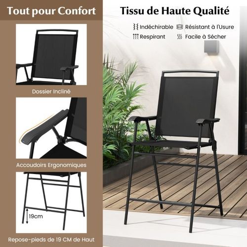 Bistrot Pour Patio 3 Pièces Table Et Chaises Pliantes De Bar De Jardin Avec Plateau D