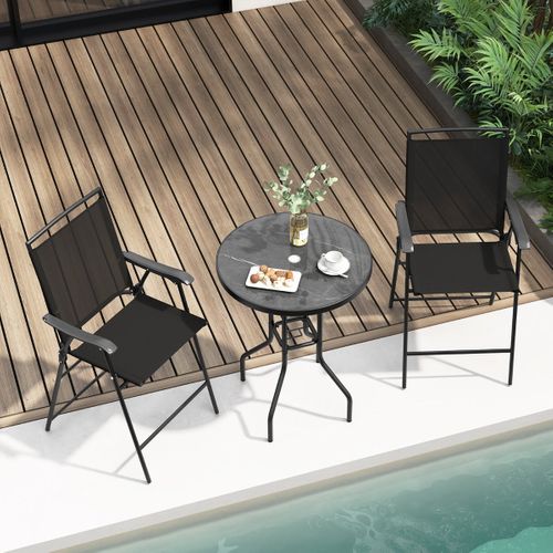 Bistrot Pour Patio 3 Pièces Table Et Chaises Pliantes De Bar De Jardin Avec Plateau D
