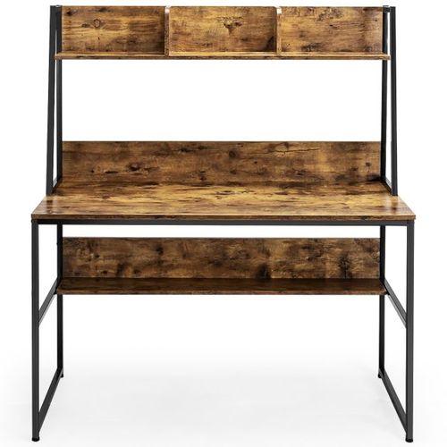 Bureau Avec Niche Et Bibliothèque Table D'étude De 120 Cm Table De Travail Pour Ordinateur Portable