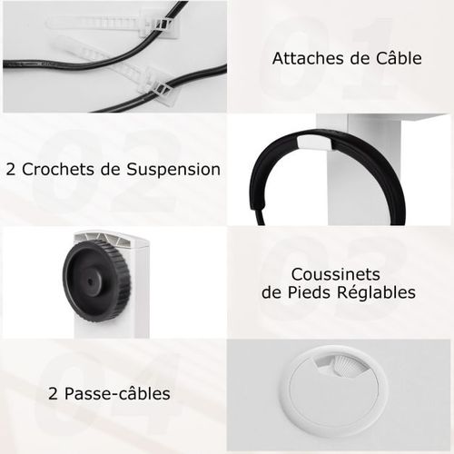 Bureau Electrique Avec 3 Réglages De Hauteur à Mémoire Bureau Réglable En Hauteur 2 Crochets