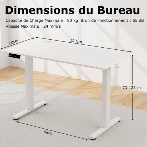 Bureau Electrique Avec 3 Réglages De Hauteur à Mémoire Bureau Réglable En Hauteur 2 Crochets