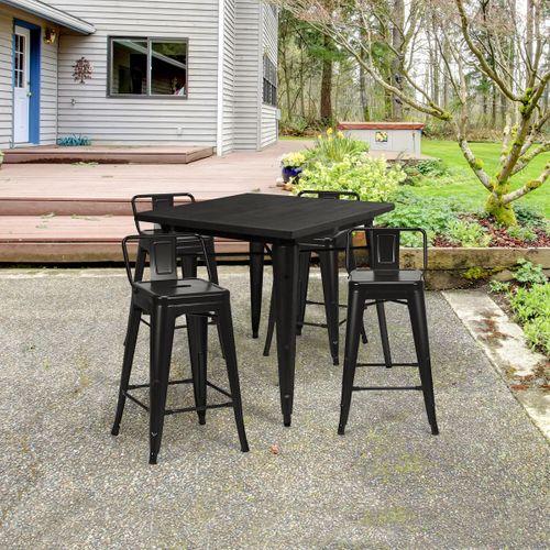 Lot De 4 Chaise Tabouret De Bar En Métal Empilable Dossier Du Tabouret Amovible De St