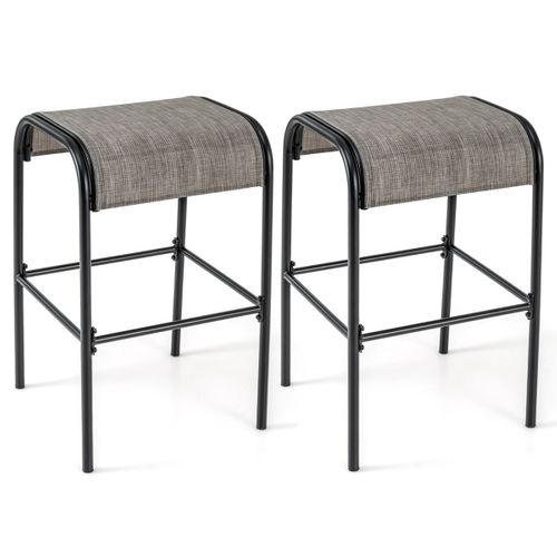 Ensemble De 2 Tabourets De Bar Tabourets Bistrot En Métal Haut De 76 Cm Siège En Tissu