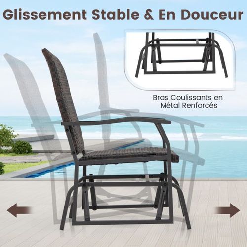 Meubles 3 Pièces De Patio Coulissants Charge 180 Kg Salon De Jardin 2 Fauteuils En Ro