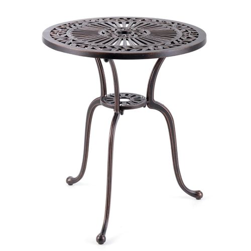 Table De Jardin Ronde 61 Cm En Fonte D'aluminium Table D'appoint D’extérieur Avec Tro