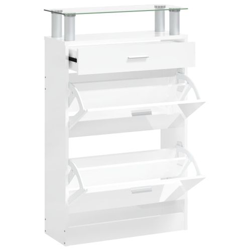 Meuble à Chaussures étroit Blanc - 70x17x120 Cm - Pour Couloir, Entrée, Salon - Rangement Pratique Et Design