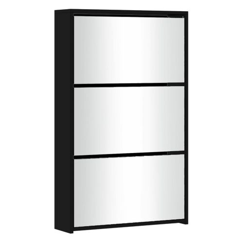 Armoire à Chaussures Range Chaussures Rangement Meuble Entrée Couloir Salon Avec Miroir 3 Niveau X