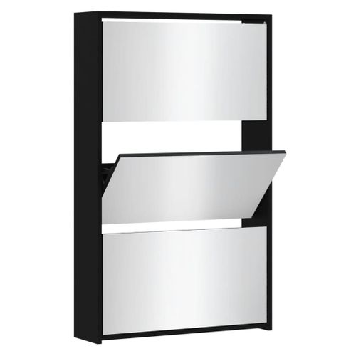 Armoire à Chaussures Range Chaussures Rangement Meuble Entrée Couloir Salon Avec Miroir 3 Niveau X
