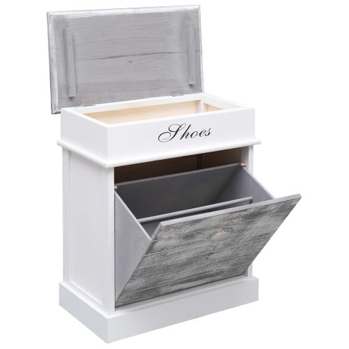 Armoire à Chaussures Range Chaussures Rangement Meuble Entrée Couloir Salon 50 X 28 X 58 Cm Bois