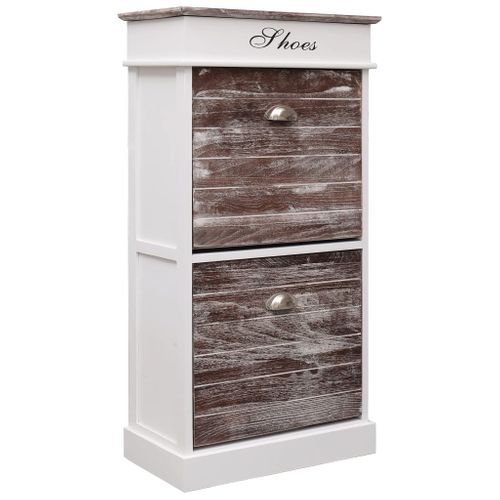 Armoire à Chaussures Range Chaussures Rangement Meuble Entrée Couloir Salon 50 X 28 X 98 Cm Bois