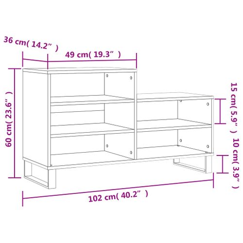 Armoire à Chaussures Range Chaussures Rangement Meuble Entrée Couloir Salon 102 X 36