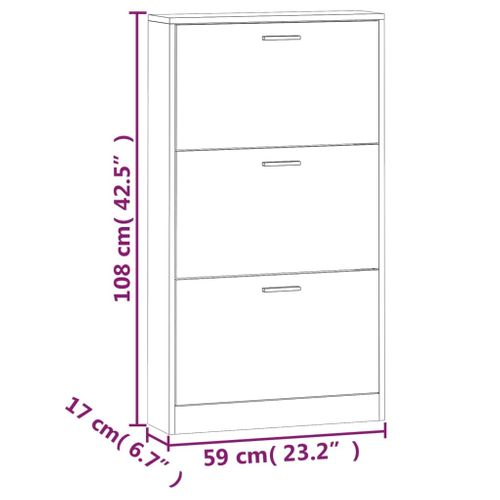Armoire à Chaussures Range Chaussures Rangement Meuble Entrée Couloir Salon 59 X 17 X