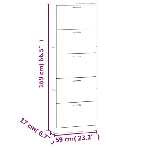 Armoire à Chaussures Range Chaussures Rangement Meuble Entrée Couloir Salon 59 X 17 X