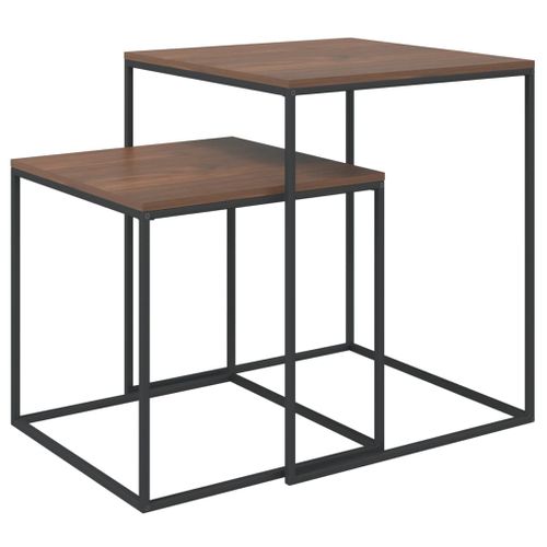 Ensemble De Table Basse Lot De 2 Bois D'ingénierie Et Métal Noir 02_0042116