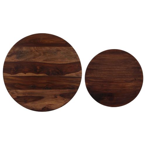 Ensemble De Table Basse Lot De 2 Bois Massif 60 X 35 Cm Marron 02_0042120