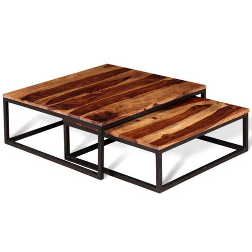 Ensemble De Table Basse Gigogne Lot De 2 Bois Massif Marron 02_0042112