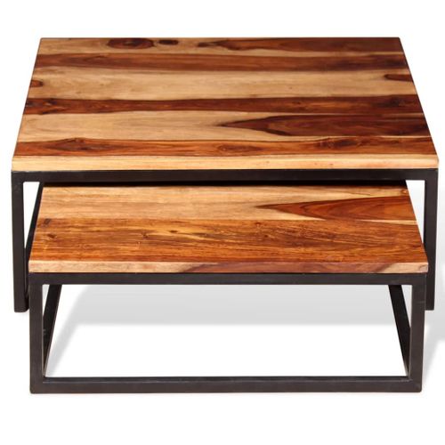 Ensemble De Table Basse Gigogne Lot De 2 Bois Massif Marron 02_0042112