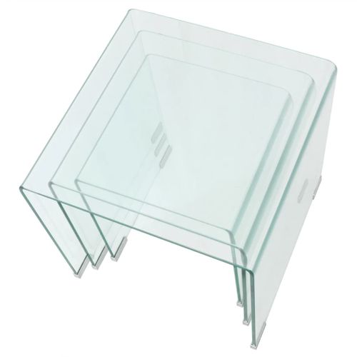 Ensemble De Tables Gigognes 3 Pièces Verre Trempé Transparent Transparent 02_0042141